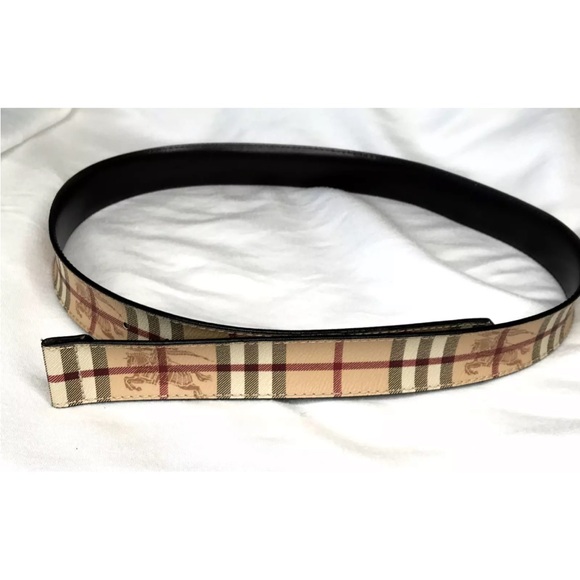 BURBERRY Nova Check PVC Leather Belt 40/100 Italy No Buckle Made In Italy - Picture 1 of 16
